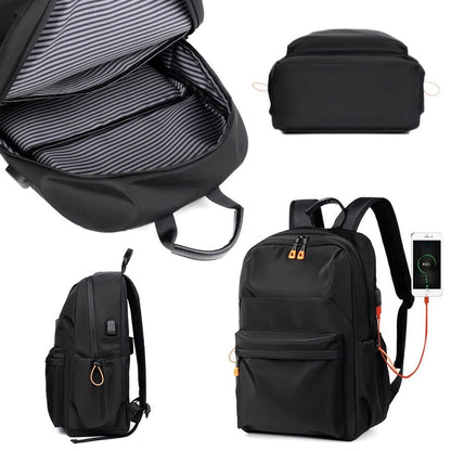 Sac à Dos pour Ordinateur Portable 15.6 Pouces – Imperméable avec Port de Charge USB – Idéal pour Loisirs, Travail et École – Noir