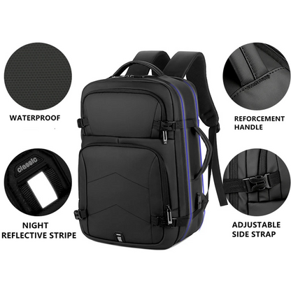 Grand sac à dos pour ordinateur portable 15,6 pouces pour homme, sac à dos d'affaires multifonction, imperméable avec port de charge USB intégré,