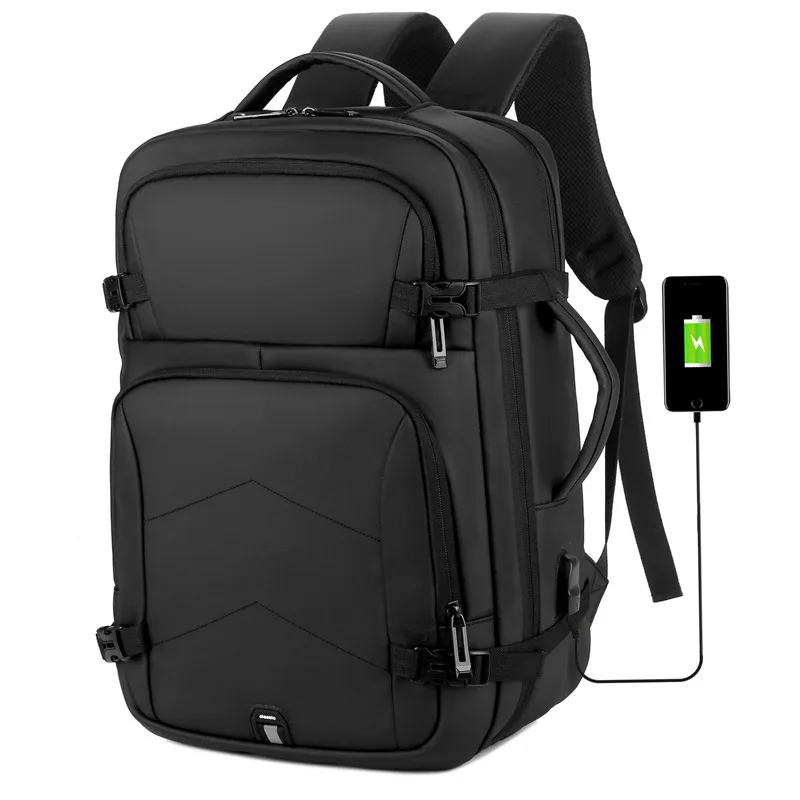 Grand sac à dos pour ordinateur portable 15,6 pouces pour homme, sac à dos d'affaires multifonction, imperméable avec port de charge USB intégré,