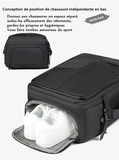 Sac à Dos Voyage Cabine Avion 33L Grand Bagage à Main Antivol Sac à Dos Ordinateur Portable 17 Pouces Imperméable Homme Femme Noir